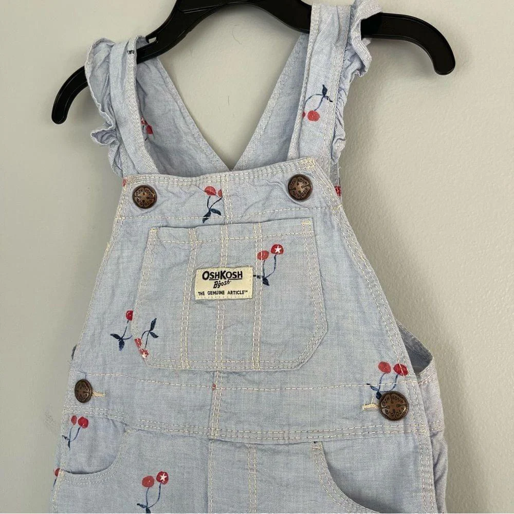 Baby OshKosh B'Gosh Girl's Denim Cherry Overall Dress Size 3T